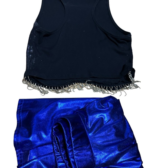 Blue Metallic skirt and top size small - Picture 2 of 6